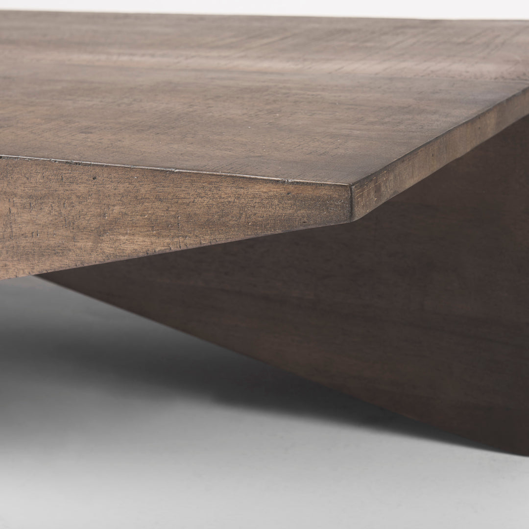 West Medium Brown Wooden Angled Coffee Table Living Room Mercana