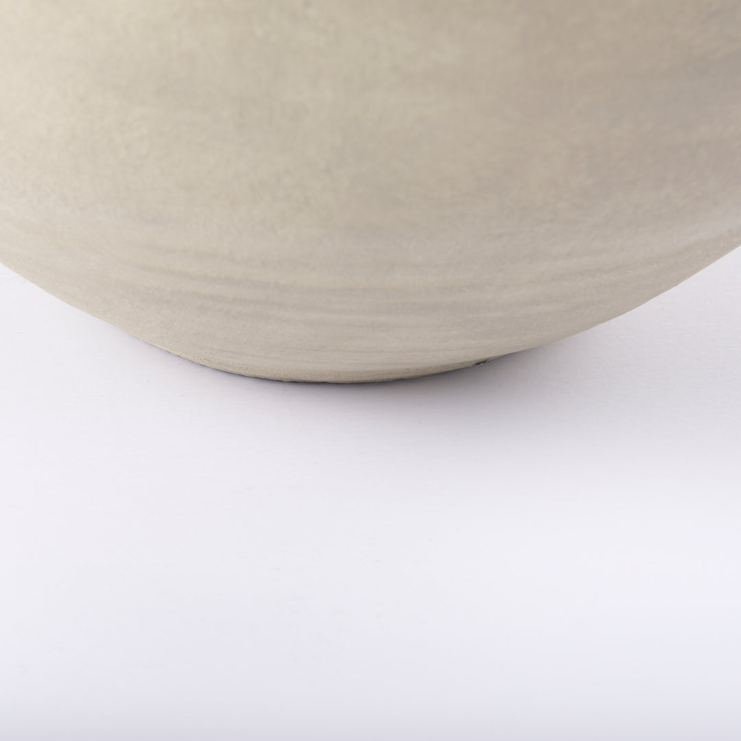 Amos White and Dark Beige Color Blocked Ceramic Floor Vase Decor Mercana