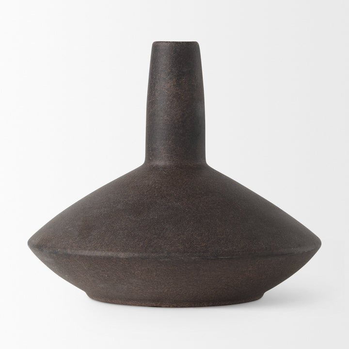 Rylee 6.9H Dark Brown Ceramic Vase Decor Mercana