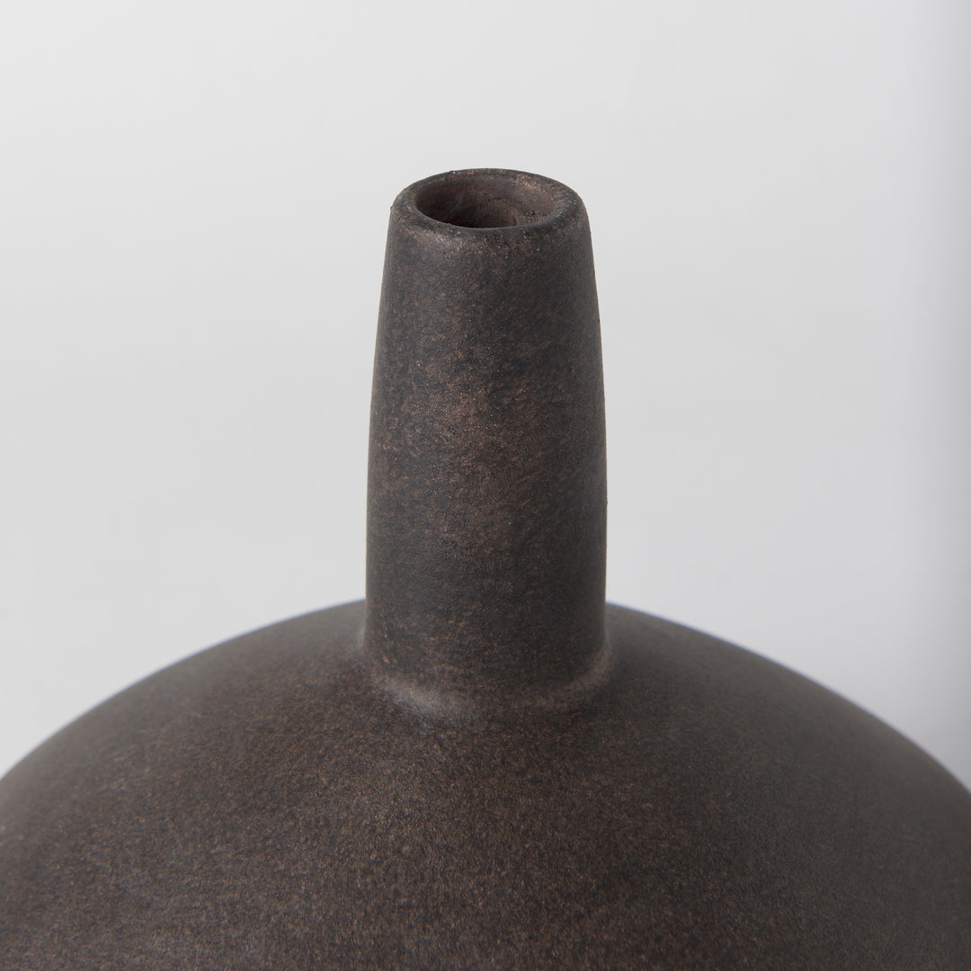 Rylee 6.9H Dark Brown Ceramic Vase Decor Mercana