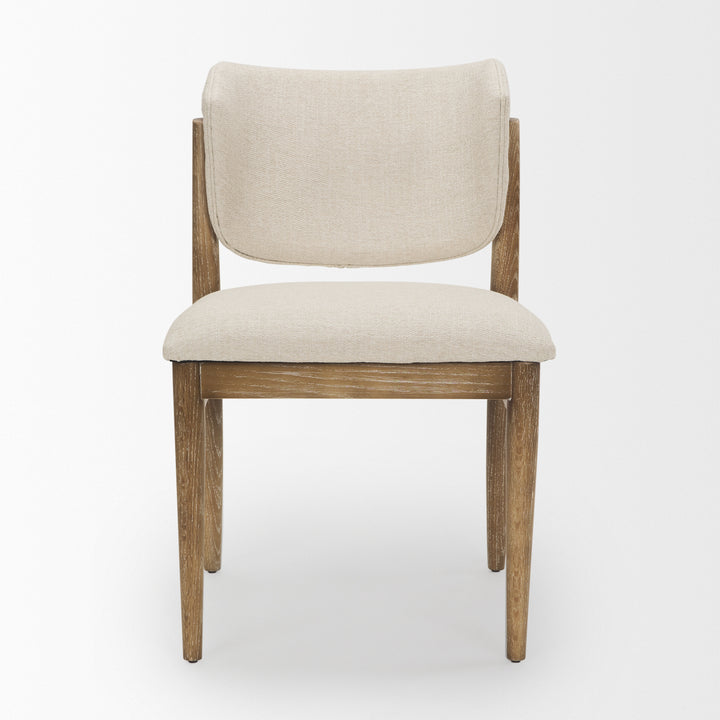 Cline Cream Fabric Upholstered and Light Brown Wood Dining Chair Dining Room Mercana