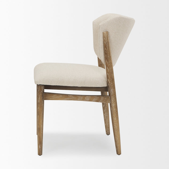 Cline Cream Fabric Upholstered and Light Brown Wood Dining Chair Dining Room Mercana