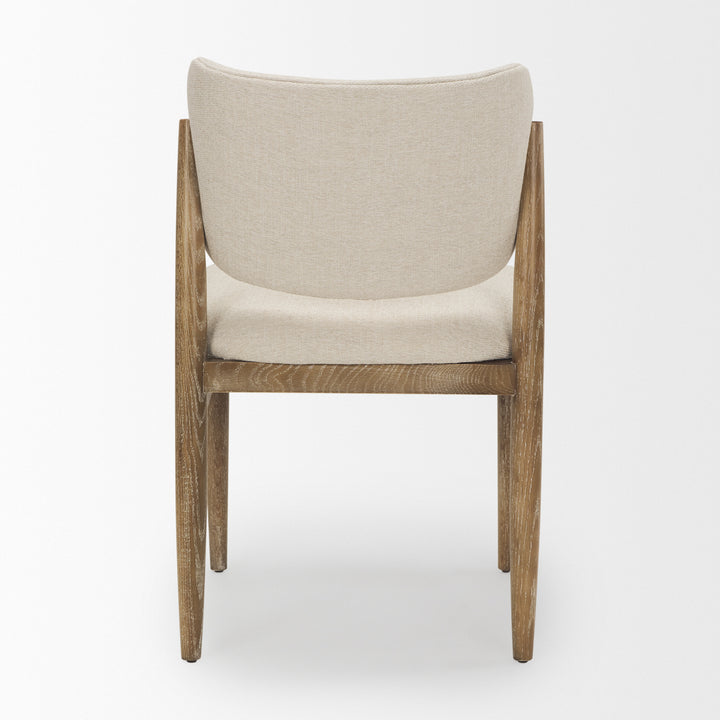 Cline Cream Fabric Upholstered and Light Brown Wood Dining Chair Dining Room Mercana