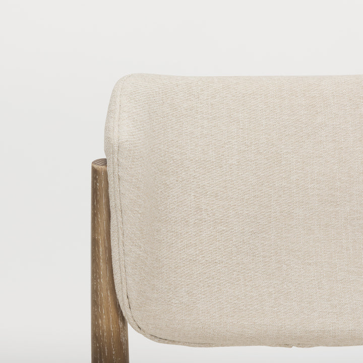 Cline Cream Fabric Upholstered and Light Brown Wood Dining Chair Dining Room Mercana