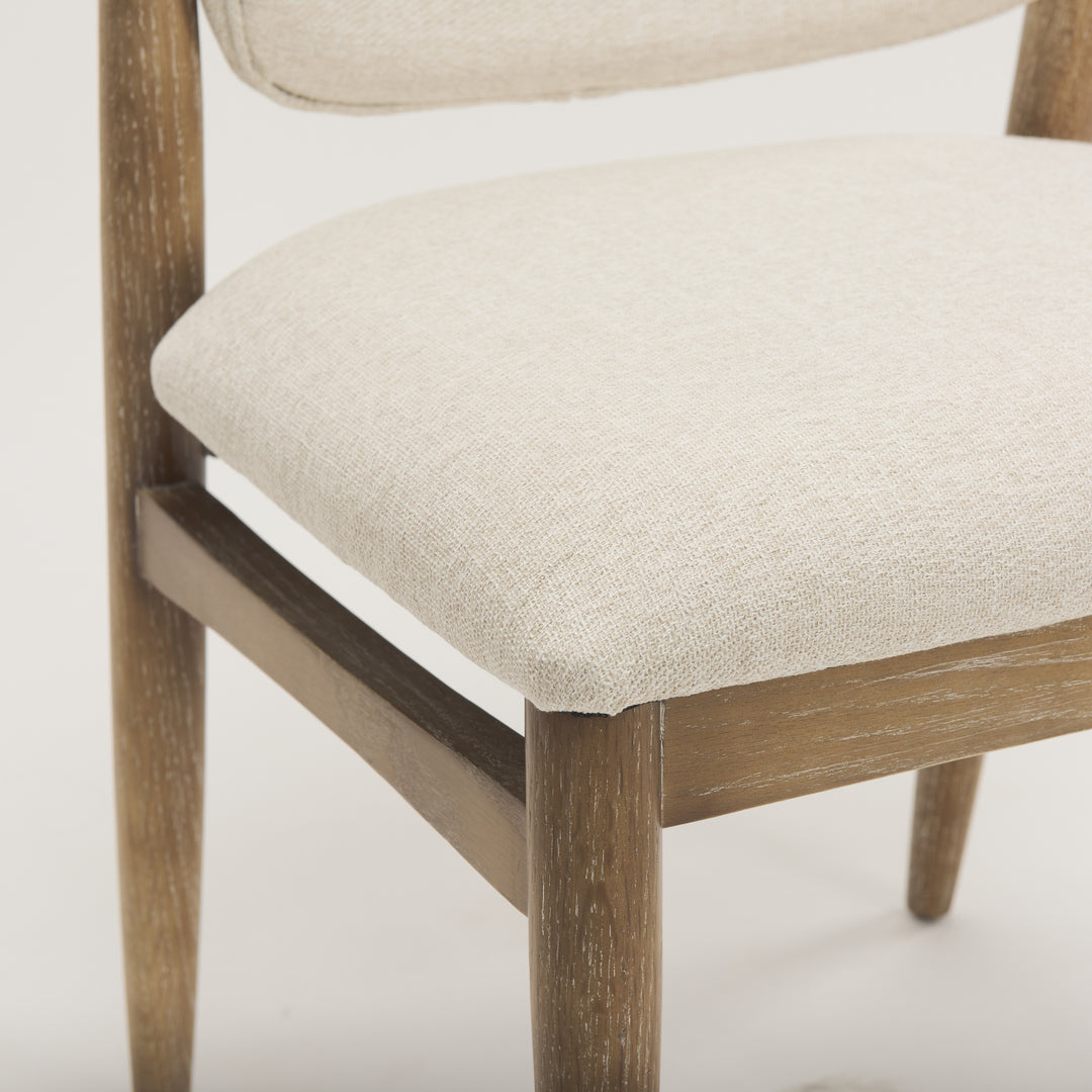 Cline Cream Fabric Upholstered and Light Brown Wood Dining Chair Dining Room Mercana