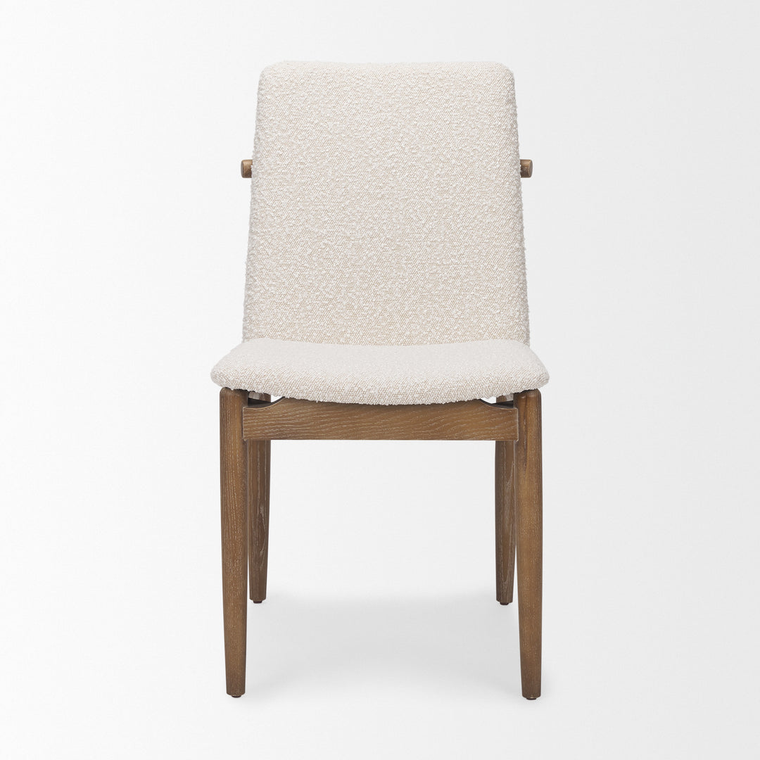 Cavett Cream Boucle Upholstered Seat W/Light Brown Wood Frame Dining Chair Living Room Mercana