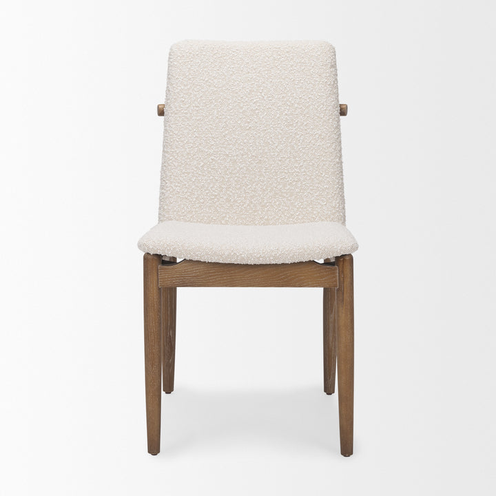 Cavett Cream Boucle Upholstered Seat W/Light Brown Wood Frame Dining Chair Living Room Mercana