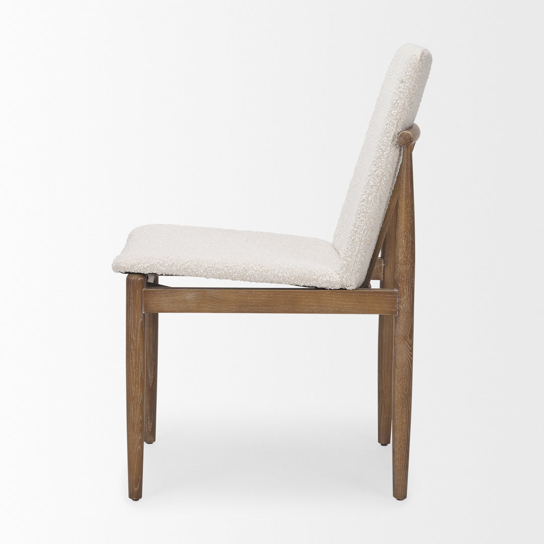 Cavett Cream Boucle Upholstered Seat W/Light Brown Wood Frame Dining Chair Living Room Mercana