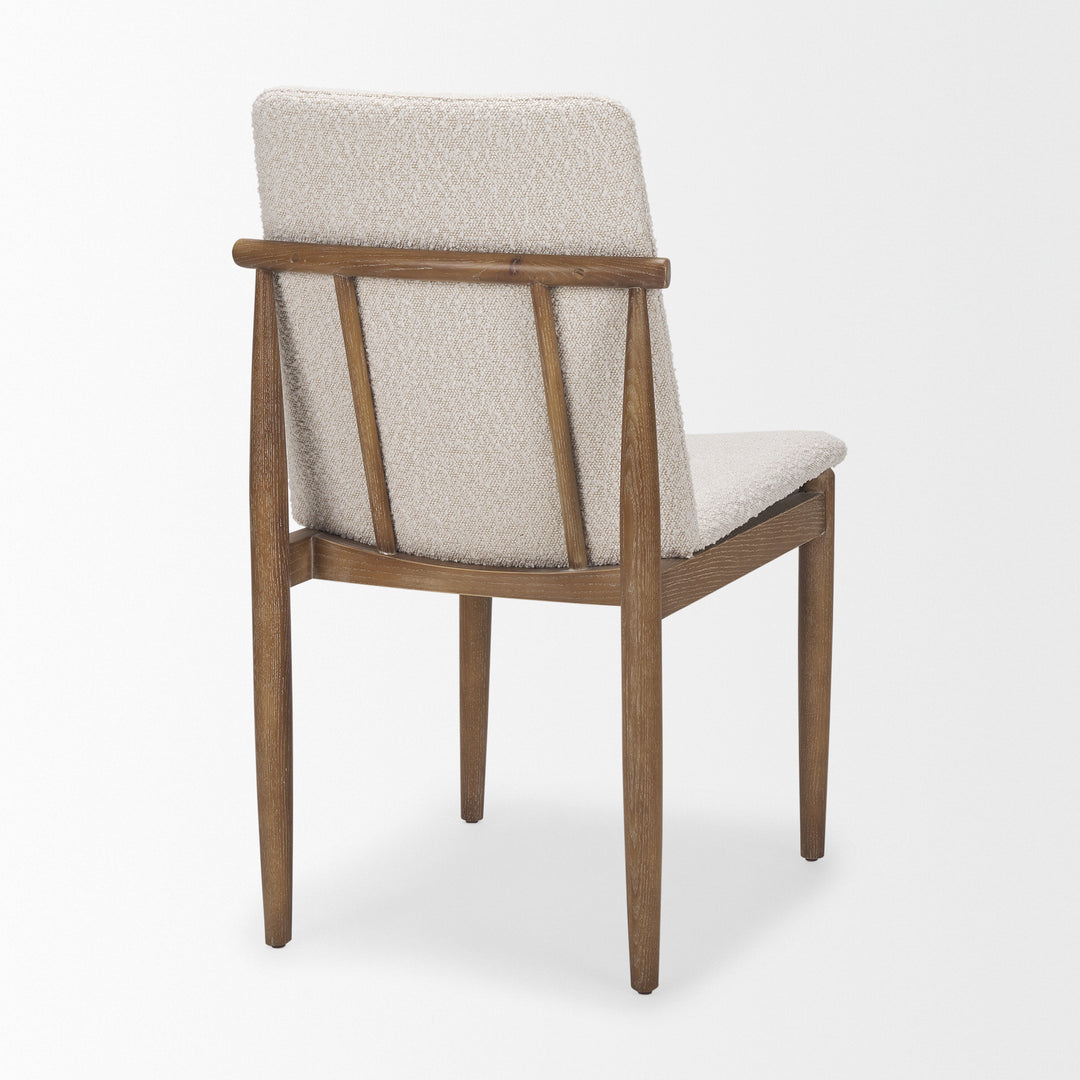 Cavett Cream Boucle Upholstered Seat W/Light Brown Wood Frame Dining Chair Living Room Mercana