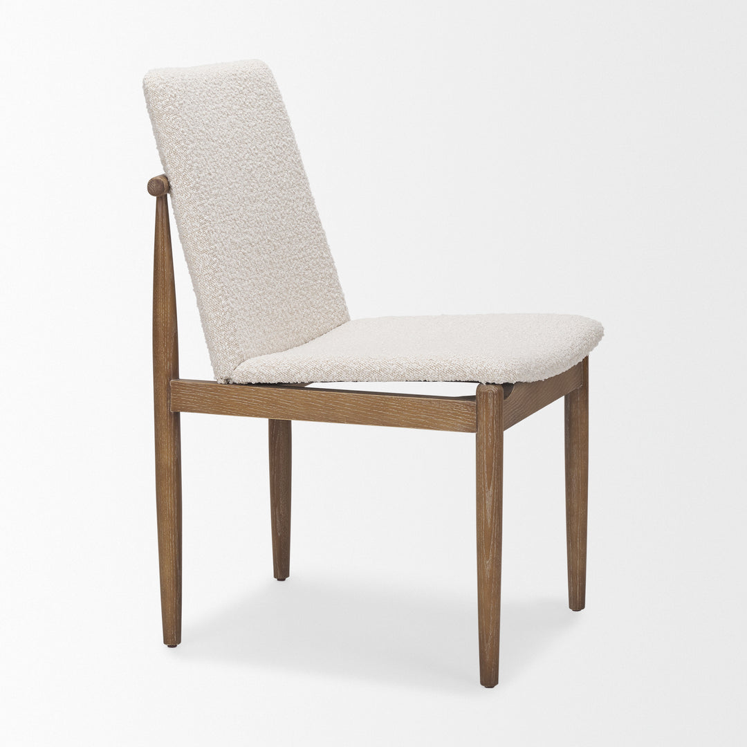 Cavett Cream Boucle Upholstered Seat W/Light Brown Wood Frame Dining Chair Living Room Mercana