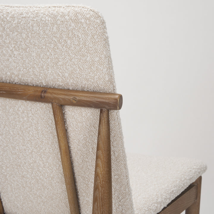 Cavett Cream Boucle Upholstered Seat W/Light Brown Wood Frame Dining Chair Living Room Mercana