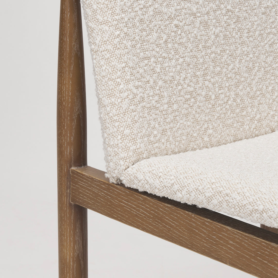Cavett Cream Boucle Upholstered Seat W/Light Brown Wood Frame Dining Chair Living Room Mercana