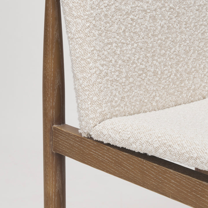 Cavett Cream Boucle Upholstered Seat W/Light Brown Wood Frame Dining Chair Living Room Mercana