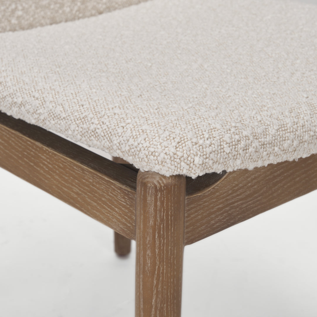 Cavett Cream Boucle Upholstered Seat W/Light Brown Wood Frame Dining Chair Living Room Mercana