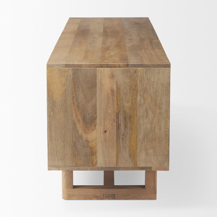 Grier 65" Light Brown Wood w/ Cane Media Console Living Room Mercana