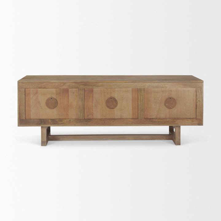 Grier 65" Light Brown Wood w/ Cane Media Console Living Room Mercana