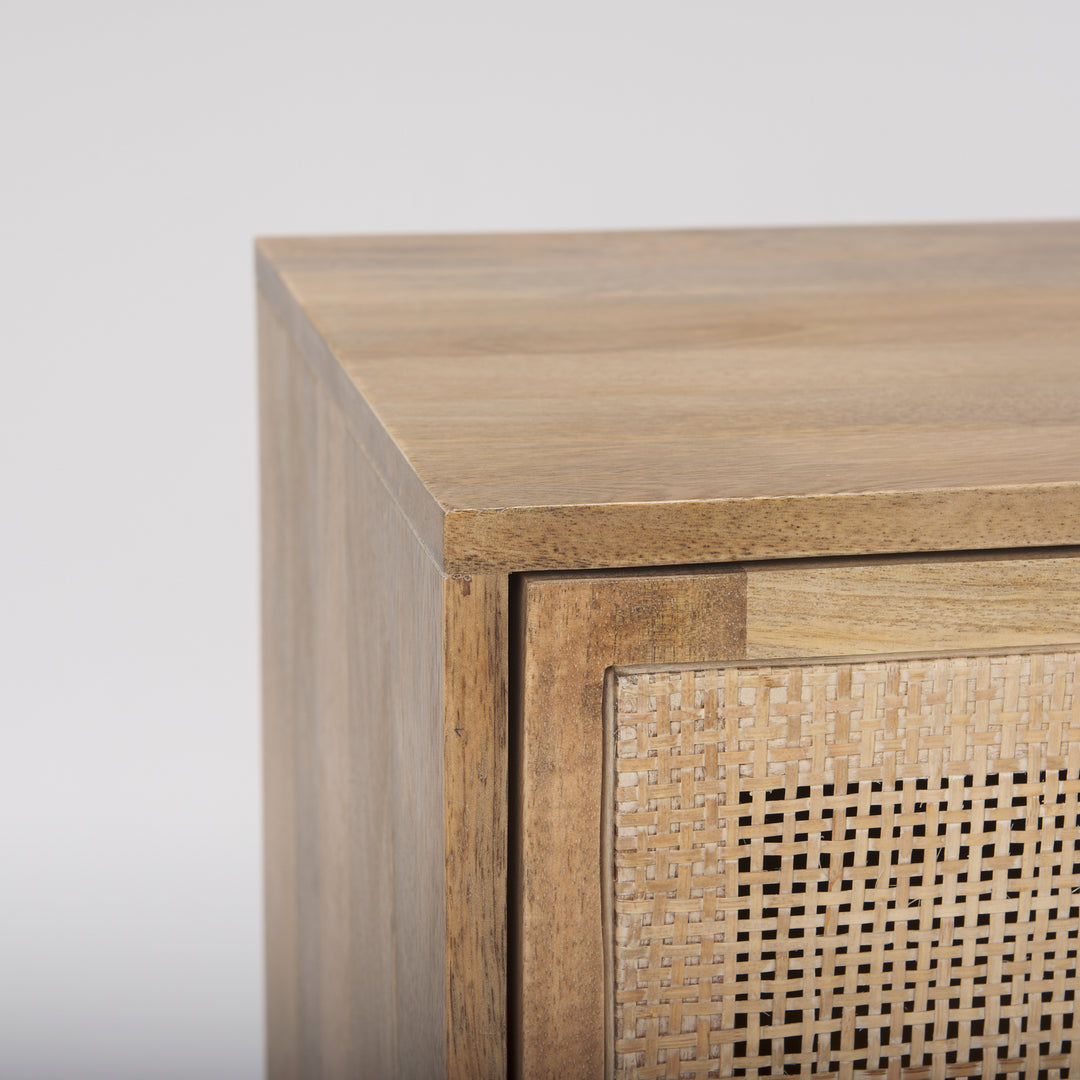 Grier 65" Light Brown Wood w/ Cane Media Console Living Room Mercana