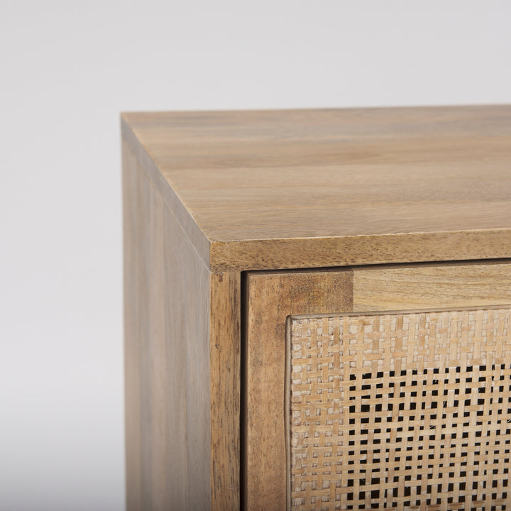 Grier 65" Light Brown Wood w/ Cane Media Console Living Room Mercana