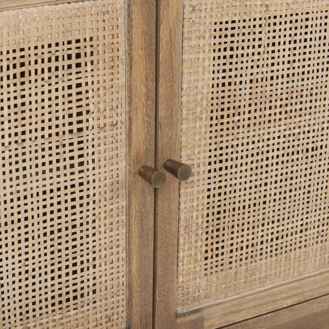 Grier 65" Light Brown Wood w/ Cane Media Console Living Room Mercana