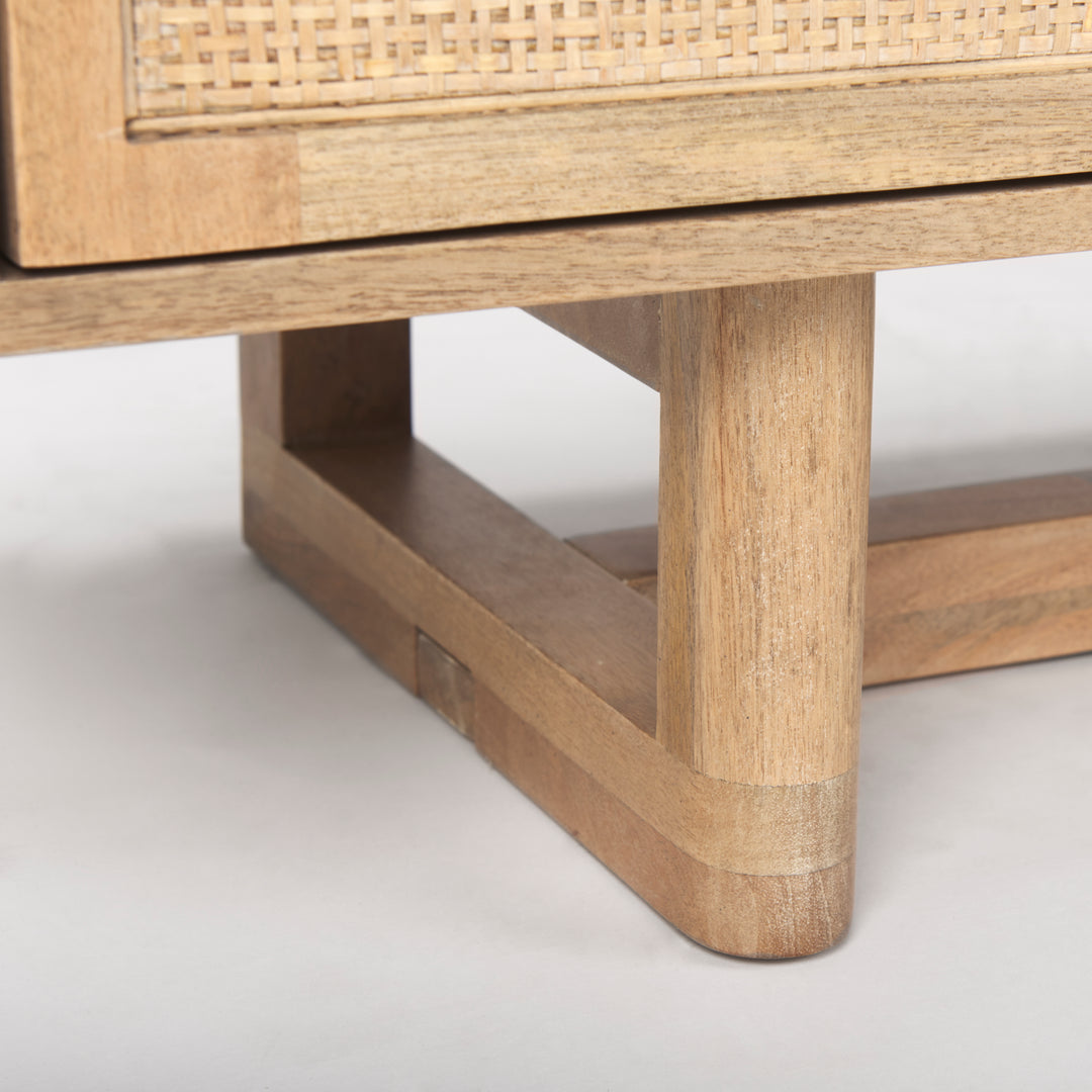 Grier 65" Light Brown Wood w/ Cane Media Console Living Room Mercana