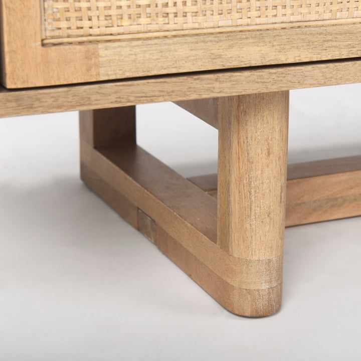 Grier 65" Light Brown Wood w/ Cane Media Console Living Room Mercana