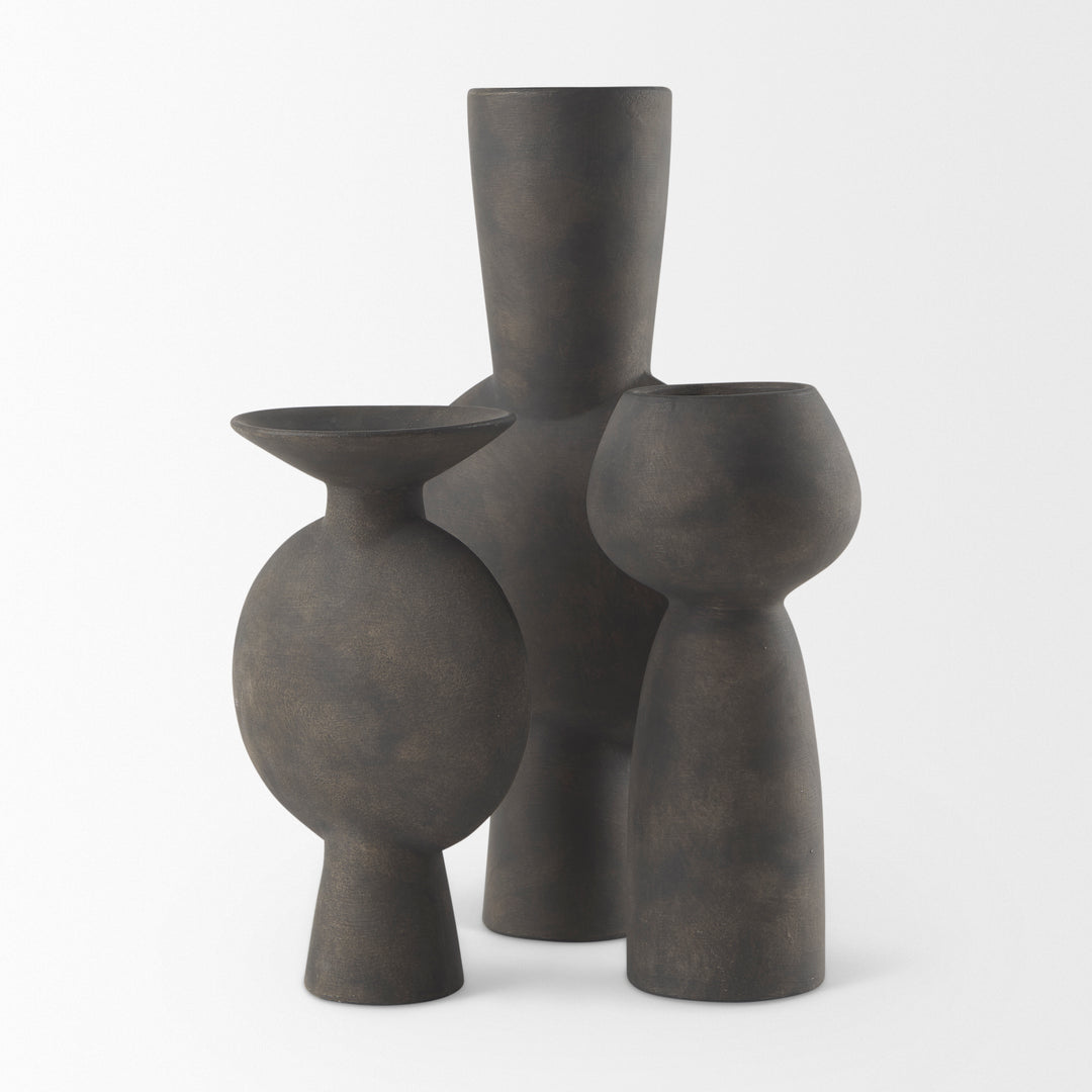 Kaz Earthy Brown Ceramic Vase Decor Mercana