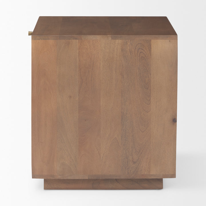 Grier Medium Brown Wood w/ Cane End Table Living Room Mercana
