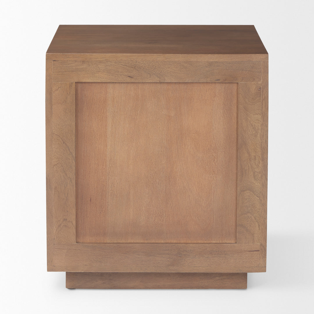 Grier Medium Brown Wood w/ Cane End Table Living Room Mercana