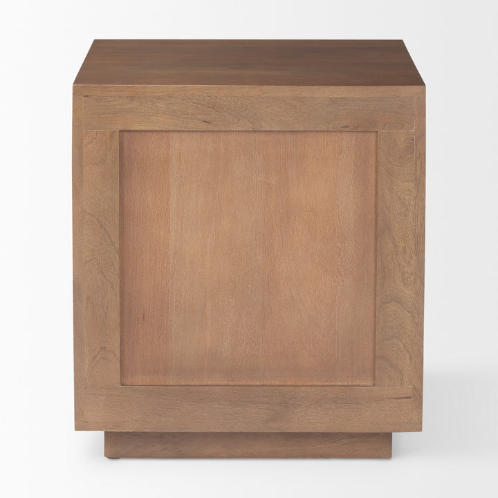 Grier Medium Brown Wood w/ Cane End Table Living Room Mercana