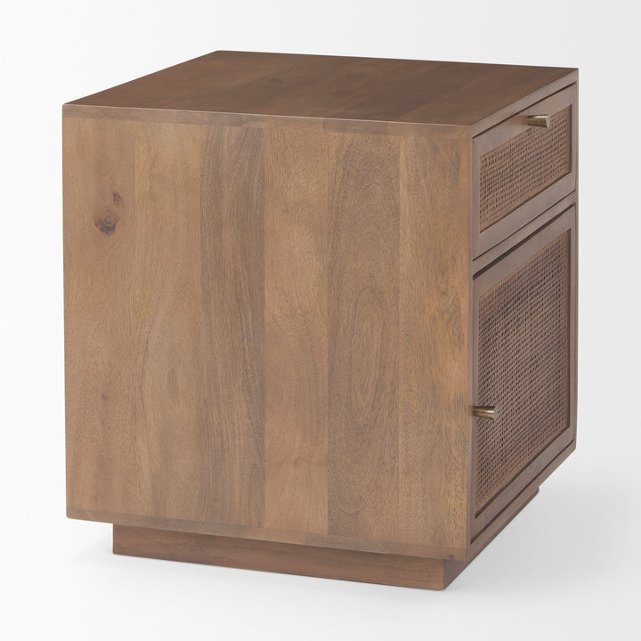 Grier Medium Brown Wood w/ Cane End Table Living Room Mercana