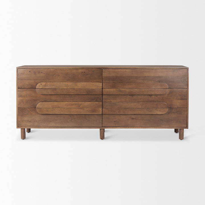 Astrid Medium Brown Solid Wood 6 Drawer Sideboard Dining Room Mercana