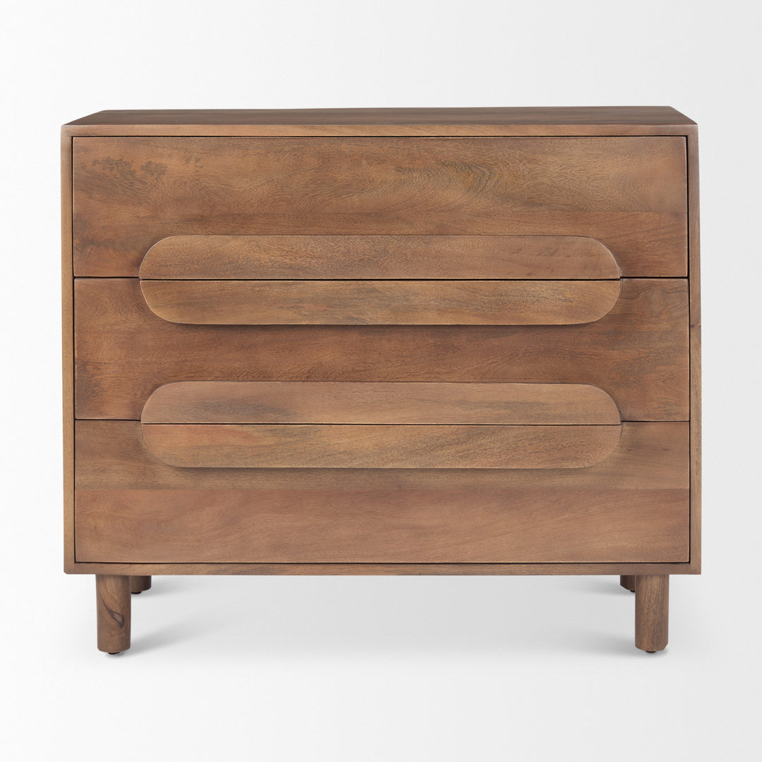 Astrid Medium Brown Solid Wood 3 Drawer Cabinet Decor Mercana