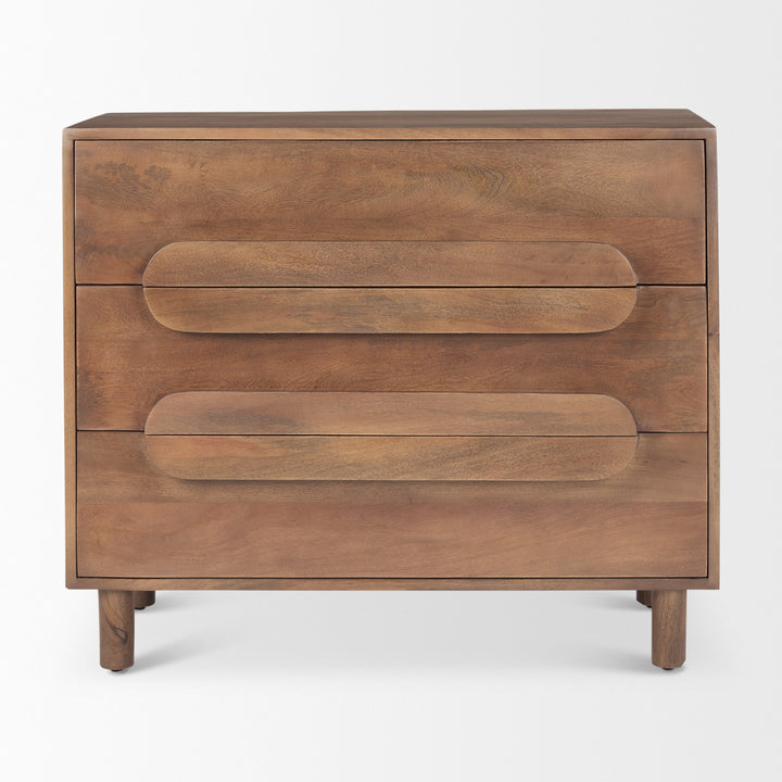 Astrid Medium Brown Solid Wood 3 Drawer Cabinet Decor Mercana