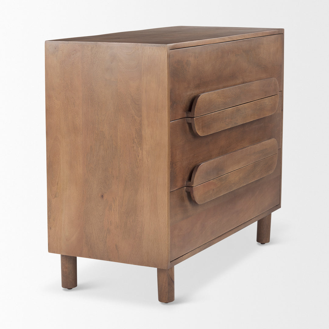 Astrid Medium Brown Solid Wood 3 Drawer Cabinet Decor Mercana
