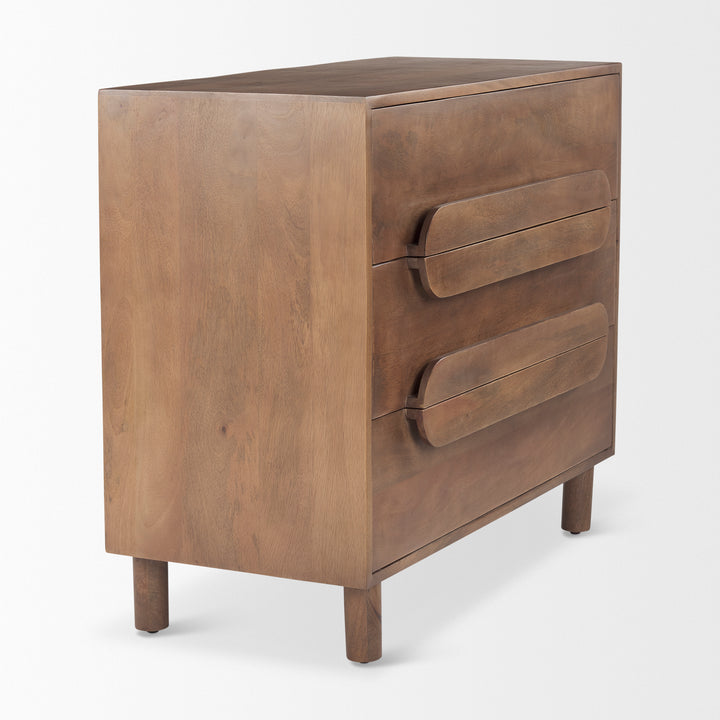Astrid Medium Brown Solid Wood 3 Drawer Cabinet Decor Mercana