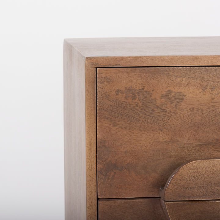Astrid Medium Brown Solid Wood 3 Drawer Cabinet Decor Mercana