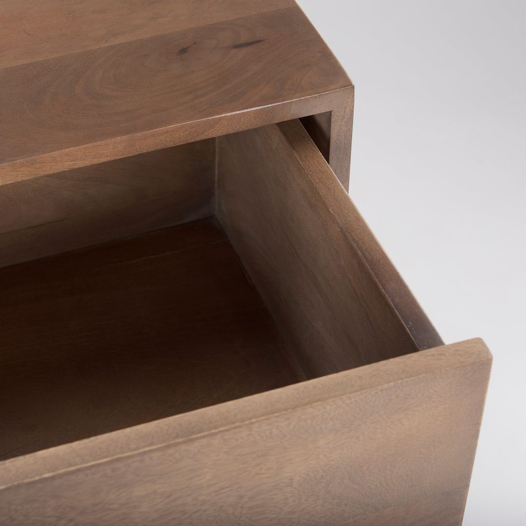 Astrid Medium Brown Solid Wood 3 Drawer Cabinet Decor Mercana