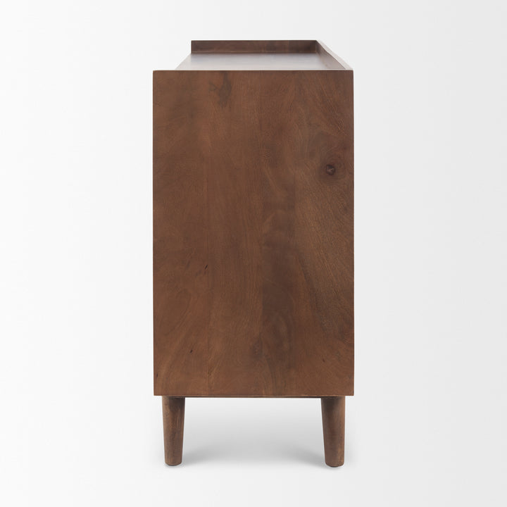 Lillie Medium Brown Wood 4 Door Tray Top Sideboard Bedroom Mercana