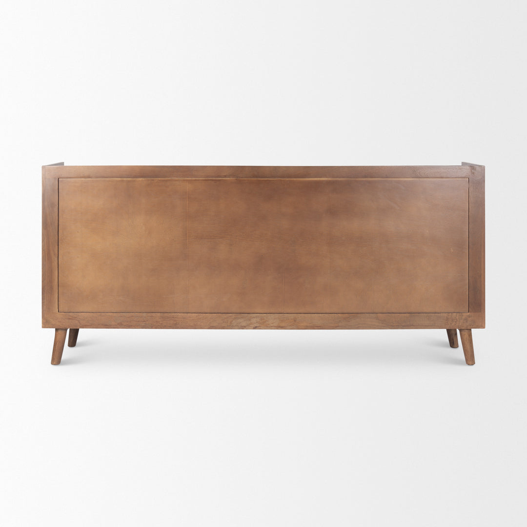 Lillie Medium Brown Wood 4 Door Tray Top Sideboard Bedroom Mercana