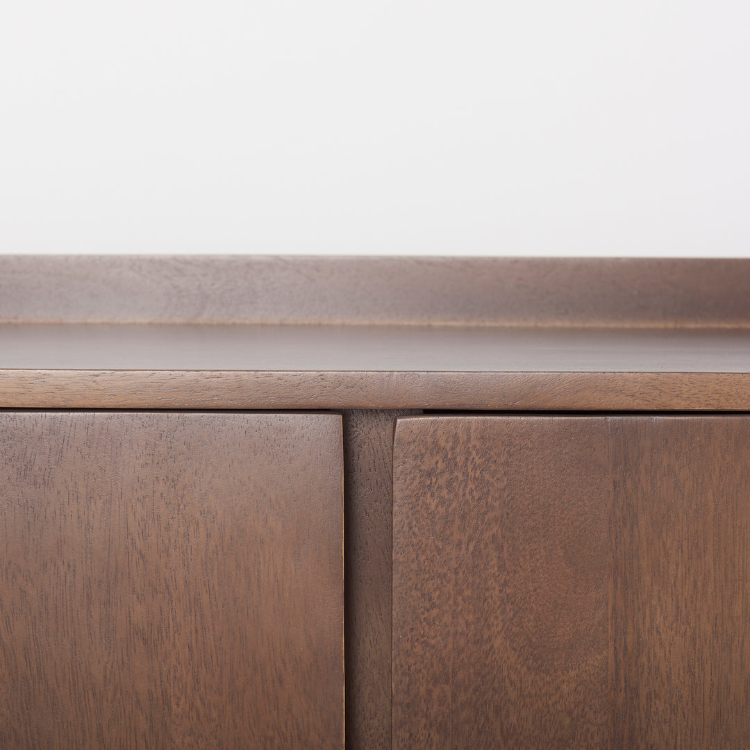 Lillie Medium Brown Wood 4 Door Tray Top Sideboard Bedroom Mercana