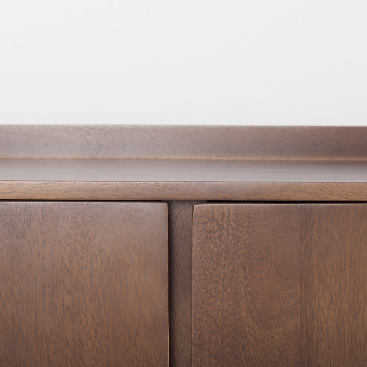 Lillie Medium Brown Wood 4 Door Tray Top Sideboard Bedroom Mercana