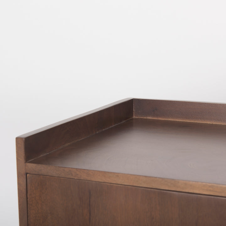 Lillie Medium Brown Wood 4 Door Tray Top Sideboard Bedroom Mercana