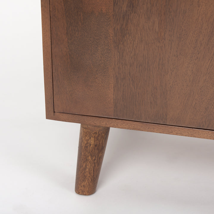 Lillie Medium Brown Wood 4 Door Tray Top Sideboard Bedroom Mercana