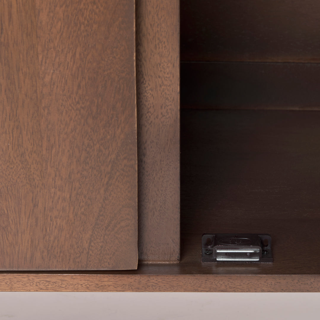 Lillie Medium Brown Wood 4 Door Tray Top Sideboard Bedroom Mercana