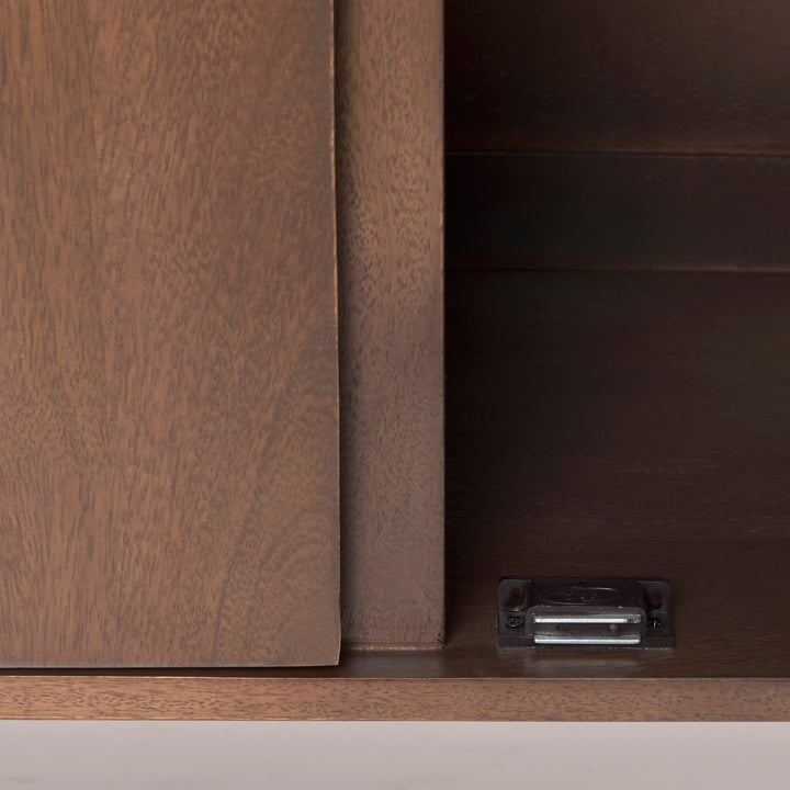 Lillie Medium Brown Wood 4 Door Tray Top Sideboard Bedroom Mercana