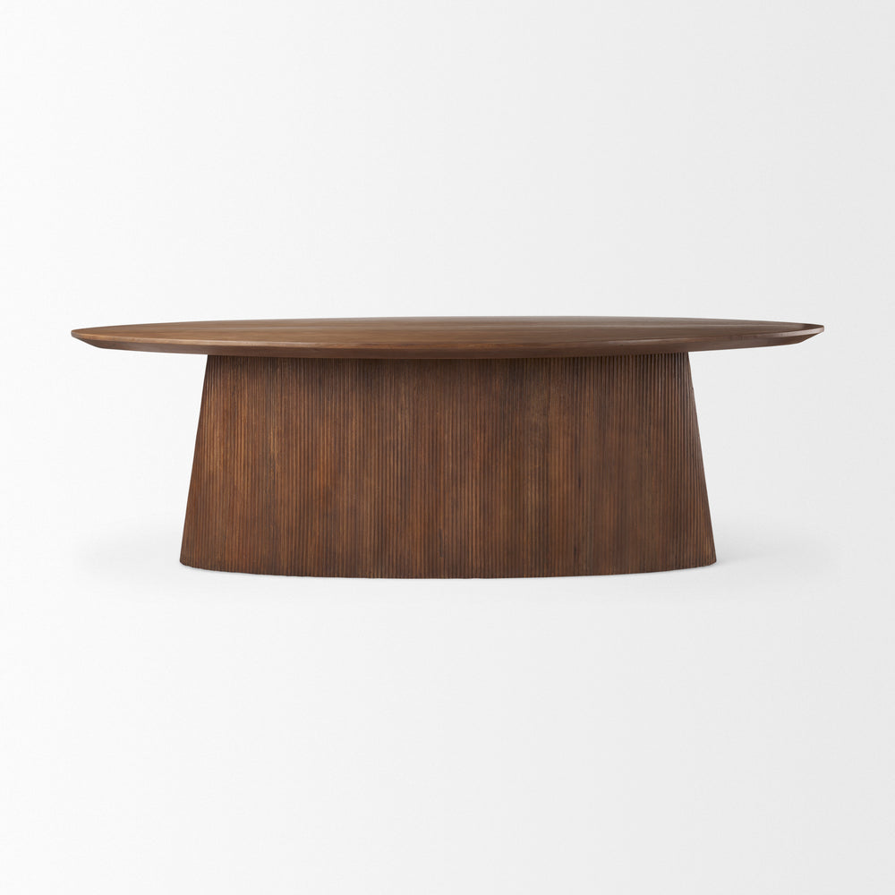 Lance 94"L x 50"W x30"H Medium Brown Solid Wood Oval Dining Table Dining Room Mercana
