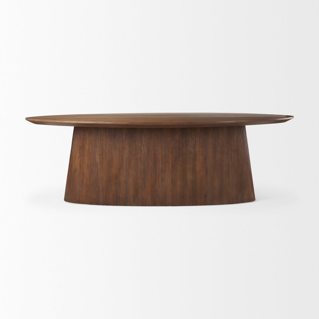 Lance 94"L x 50"W x30"H Medium Brown Solid Wood Oval Dining Table Dining Room Mercana