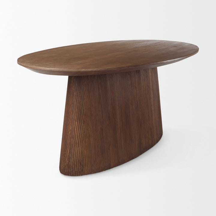 Lance 94"L x 50"W x30"H Medium Brown Solid Wood Oval Dining Table Dining Room Mercana