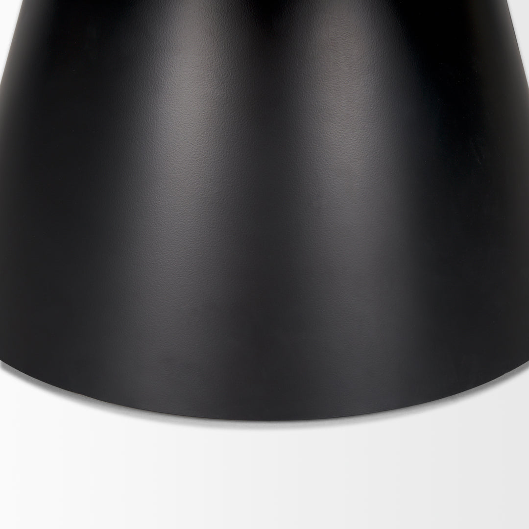 Mitchell Black Metal Pedestal Base with Brown Wood Top Coffee Table Living Room Mercana