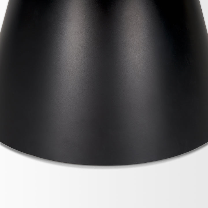 Mitchell Black Metal Pedestal Base with Brown Wood Top Coffee Table Living Room Mercana